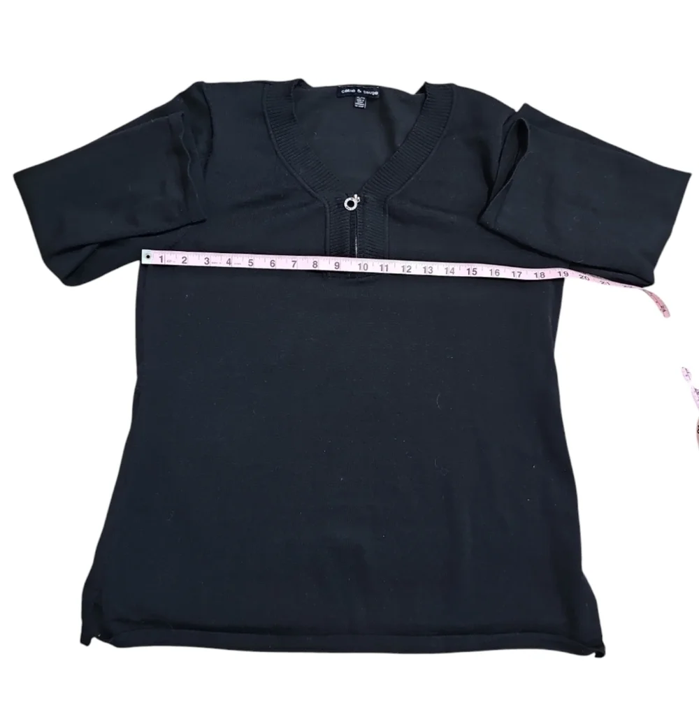 CABLE & GAUGE Women's XL Black Rayon Blend Zip-Front Tunic Minimalist Luxury - Picture 6 of 7